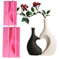 Moule en silicone HY pour vase abstrait géométrique, pot de fleurs, plâtre, ciment, béton