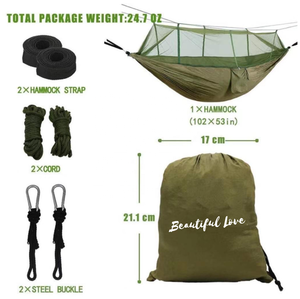 Hoge Kwaliteit <span class=keywords><strong>Camping</strong></span> Hangmat Met Net Licht Dubbele Parachute Hangmat Veilig En Zwaar - Product Image 3