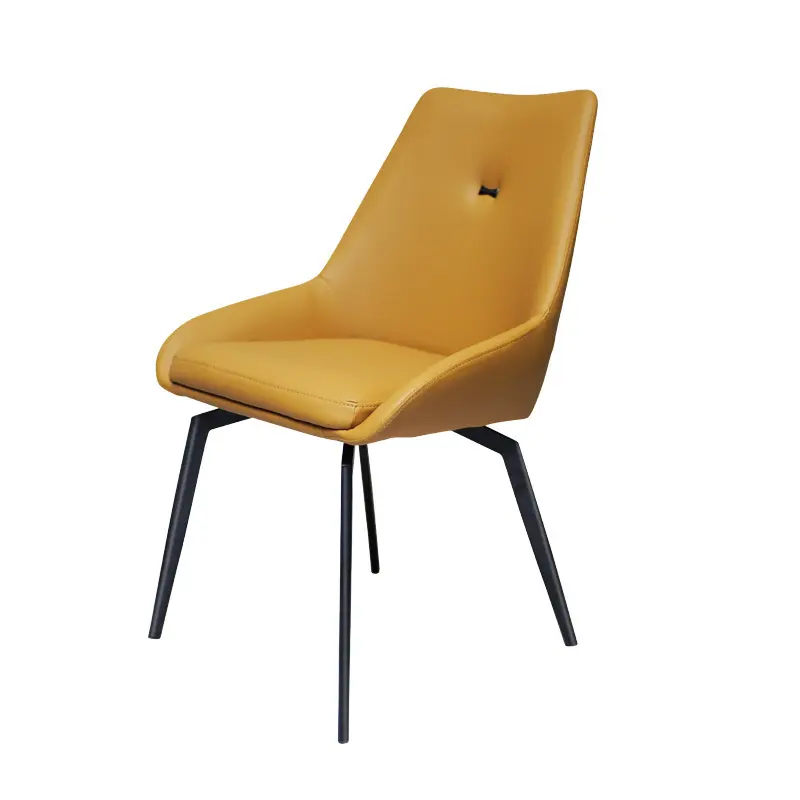 उच्च घनी पैडिंग डाइनिंग कुर्सियाँ, धातु के पैरों के साथ अनुकूलित रंग इको फॉक्स चमड़े की असबाब वाली घुमावदार डाइनिंग रूम कुर्सियाँ