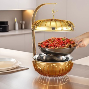 ถาดอุ่นอาหารสแตนเลสทรงกลมสีทองสำหรับโรงแรมร้านอาหาร - Product Image 1