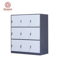 Sanjian gris blanc couleur 9 portes vente chaude faible hauteur métal acier matériel organisateur chaussures ou vêtements casier de rangement