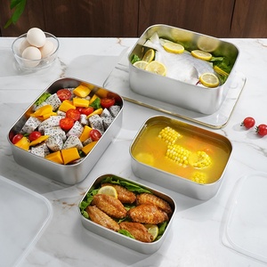 316ステンレス鋼製食品保存容器 蓋付き 積み重ね可能 漏れ防止 キッチン冷蔵庫冷凍庫 ピクニックミールプレップボックスオーガナイザー - Product Image 3