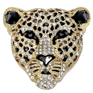 Broche personnalisée tête de léopard vintage européenne et américaine en alliage, incrustée de diamants, pour <span class=keywords><strong>homme</strong></span>, accessoire de <span class=keywords><strong>costume</strong></span> haut de gamme - Product Image 5