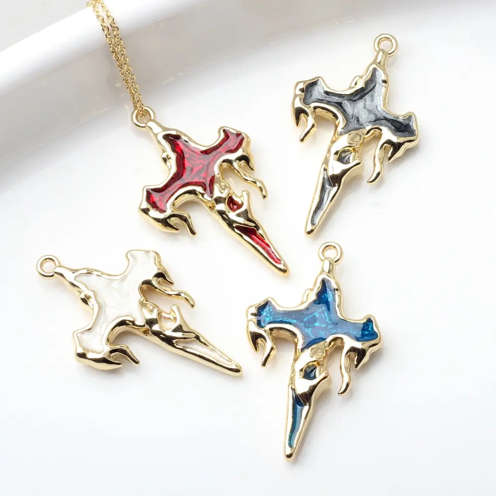 Wholesale Low Price Dripping Cross Pendant Multi Color Luxury Necklace Earrings Jewelry DIY Accessories