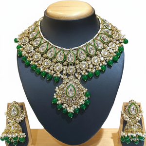 Ensemble de colliers plaqué or avec pierre et perles Kundan 10581264GR Parure de bijoux fins exquis - Product Image 2