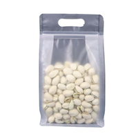 Sachets personnalisés transparents à fond plat, scellés sur 8 côtés, refermables avec fermeture éclair et poignée, qualité alimentaire pour snacks, noix, café, thé, bonbons, poudre