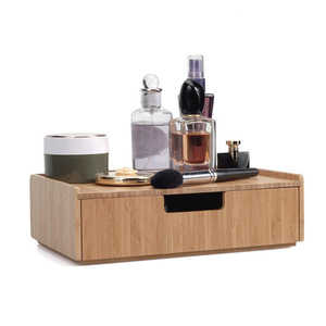 Bamboo Wood Drawer Storage <b>Box</b> For Cosmetic <b>Makeup</b> Organizer Desktop Multi Functional With Compartment - Product Image 1