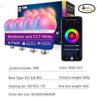 Ampoule intelligente Tuya WiFi RGBCW à intensité variable, compatible avec la commande vocale Alexa, lumière LED à changement de couleur, fabriquée en usine