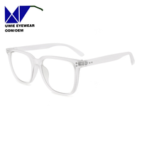 Monture de prescription carrée transparente OEM personnalisée taille 52-20-140 avec verres TAC anti-lumière bleue pour adultes unisexe UWIE