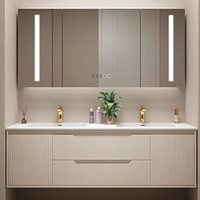 Ensemble de meubles de salle de bain modernes en contreplaqué de luxe sur mesure, vente en gros, double vasque et produits de vanité haut de gamme