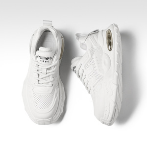 Men's White <b>Sneakers</b> Thick Sole Height Increasing Casual Shoes Outdoor Commuter Fashionable Wear Resistant Lace Up - Product Image 3