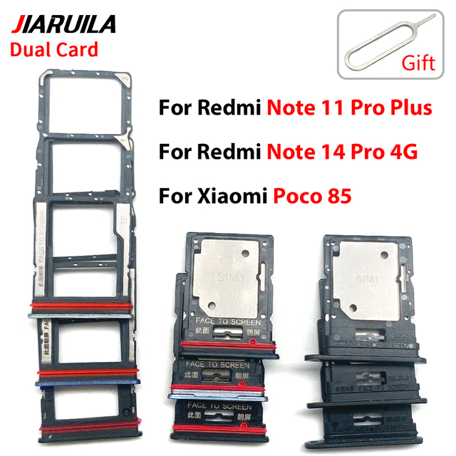 Dual Sim Card Slot Tray Redmi Note 11 14 Pro Plus 4G 5G Poco C85 Drawer Holder Chip Holder Adapter Mobile Phone Flex Cables