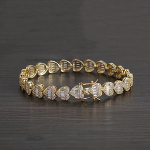 Love Zircon <b>Bracelet</b> Men's and Women's <b>Bracelet</b> Couple Stacked Wind Tennis Chain Heart Shape Tanjing Fashion Lijing Necklace - Product Image 2