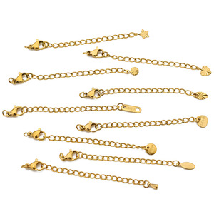 Cadena de extensión de acero inoxidable con cierre de langosta, juego de accesorios de joyería con diseño de estrella para reparación de collares y pulseras DIY - Product Image 1