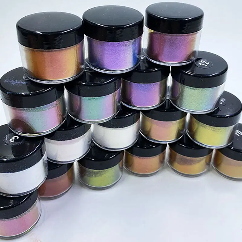 18 couleurs poudre miroir chromée de haute qualité poudre fluorescente UV pour ongles décorations d'art d'ongle