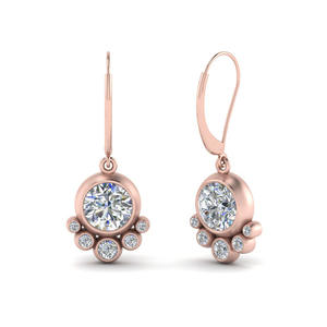 Pendientes de Oro Rosa E343 con Circonita Redonda, Diseño de Flor, Engaste de Garra, Joyería Clásica de Boda para Mujer - Product Image 1