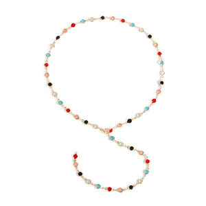 قلادة مجوهرات عصرية بوهيمية كلاسيكية على شكل حرف Y بسلسلة طويلة، قلادة فاخرة خفيفة وجمالية من الكريستال الملون للنساء - Product Image 6