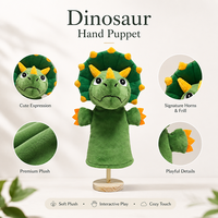 Peluche Dinosaure Triceratops Personnalisée Mignonne et Interactive, Marionnette à Main pour Enfants, Cadeau de Fête