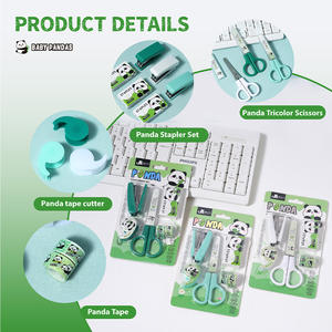 Ensemble de papeterie personnalisé avec logo Panda Bébé, kit de fournitures scolaires à thème animalier de dessin animé, <span class=keywords><strong>agrafeuse</strong></span>, ciseaux, distributeur de ruban adhésif, ensemble de papeterie cadeau - Product Image 3