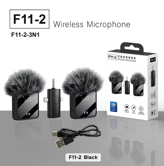 3 1 Wireless Clip-on Microphone for iPhone Noise Cancelling Portable Omni-directional High Fidelity for Mobile Phone Camera PC