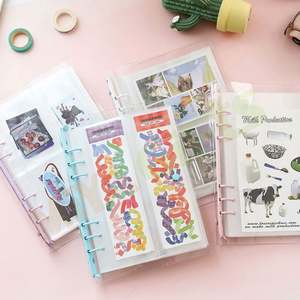 <span class=keywords><strong>Classeur</strong></span> A5 personnalisé couverture <span class=keywords><strong>souple</strong></span> transparente livre de stockage d'autocollants grande taille organisateur d'album autocollant album photo 4 poches - Product Image 6