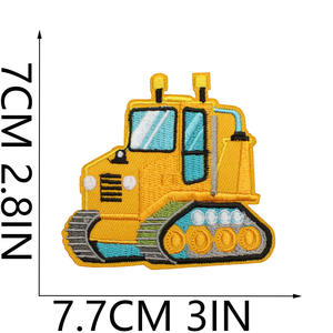 어린이 의류 장식용 자수 천 스티커 엔지니어링 카 패치 귀여운 굴착기 트럭 컴퓨터 자수 로고 - Product Image 3