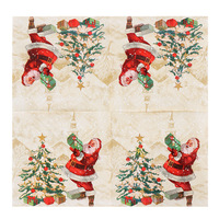 Serviettes en papier imprimées personnalisées pour Noël, nouvelle arrivée en gros, 2 plis, pliées en 1/4, jetables