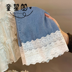 Tongxingyuan Girls Denim <b>Jeans</b> Blue Wide Leg Summer Style <b>Soft</b> Cotton Pants - Product Image 1