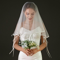 YouLaPan V310 voile de mariée non peigné à couche unique conception de ruban de Satin blanc accessoires de fête de mariage romantique voile