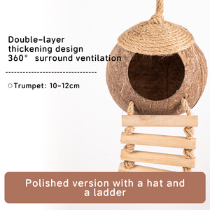 Nido de Coco para Pájaros, Escondite para Hámster, Escalera de Césped, Juguetes y Suministros para Pájaros, Nido de Cría, Escalera de Escalada de Coco - Product Image 6