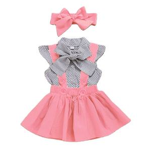 Vestidos de Verano de Algodón para Niñas, Conjuntos de 2 Piezas que Incluyen Camisa Blanca y Vestidos de Color Rosa - Product Image 1