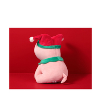 J674 Peluche Personalizado de Cerdito Sentado con Sombrero de Payaso, Juguete de Peluche de Cerdito Rosa, Estilo Navideño para Niños