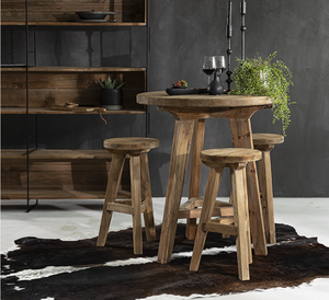 चीनी कस्टम सरल दौर उच्च लकड़ी बार क्लब पैर मल कुर्सियों - Product Image 3