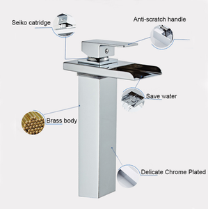Modern Brass Basin Faucets for Bathroom Sink Deck Mounted Single Handle Cold and Hot <strong>Waterfall</strong> Washbasin Faucets Mixers <strong>Tapwares</strong> - Product Image 6