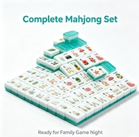 Set Mahjong Hijau Jelly Ubin Mahjong Akrilik Transparan Hadiah Mahjong Tropis untuk Semua Orang