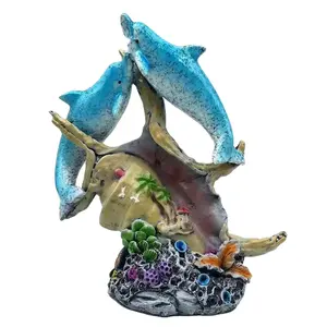 รูปปั้นปลาโลมาสีน้ำเงินขวดทะเลทำด้วยมือทำจากเรซินตกแต่งบ้านบ้านทะเลทะเลทะเลโลโก้สัตว์ม้าน้ำออกแบบได้ตามต้องการ - Product Image 1