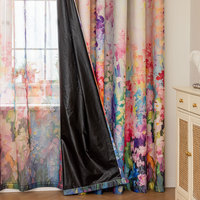 Rideau filtrant la lumière en polyester à imprimé floral multicolore style américain pour salon et chambre à coucher