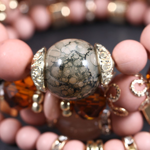 Conjunto de pulseras de cuentas con dije de corazón y cristales de imitación, regalo para mujer, hecho en China. - Product Image 4