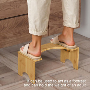 Four Directions Foldable Wooden Toilet <b>Stool</b> 7 Inch <b>Bathroom</b> Step For Elderly Children Portable Travel Use - Product Image 2