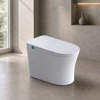 WC intelligent en céramique à poser au sol, allongé, avec siphon, télécommande, siège chauffant, double chasse d'eau, sortie en P, sortie en S