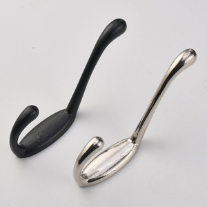 Modern Minimalist Single <b>Hook</b> Coat <b>Hook</b> Black And Silver Cast Iron <b>Wall</b> Mounted For Clothes Hats Entryway Door Use - Product Image 1