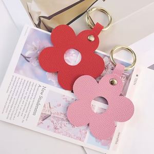 Multi-Color Fresh Five-Petal Keychain Pu Leather <b>Ring</b> Simple Flower <b>Bag</b> Charm Portable <b>Key</b> Organizer - Product Image 4