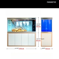 Support d'aquarium en verre ultra-blanc avec pompes à eau, filtre inférieur, aquarium d'eau douce sur pied pour salon, capacité de 300L