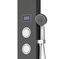 Panneau de douche thermostatique LANO en acier inoxydable brossé moderne, durable et facile à nettoyer, avec double poignée
