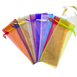 Bolsa de Regalo para Vino Tinto con Logotipo Personalizado 15X38, Bolsa Larga de Satén y Malla con Cordón para Guardar Vino y Azúcar - Product Image 1