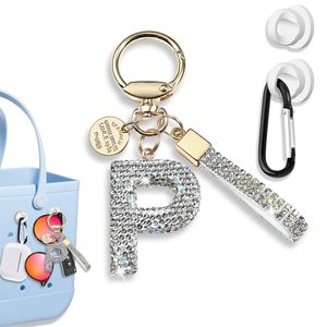 <b>Initial</b> Letter Keychain Accessories for Bogg <b>Bag</b> Bling Sparkly Decorative Letter Charms Key Holder for Bogg Beach Tote <b>Bag</b> - Product Image 4