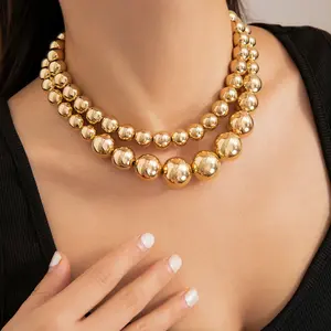 Sankylin Hip hop gros collier Top qualité INS diamant argent plaqué or glacé collier pour femmes grande perle mode