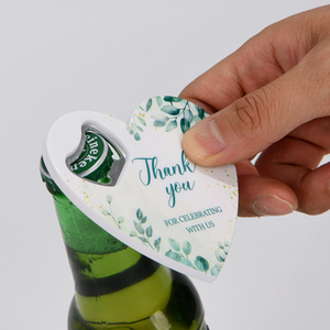 Dessous de verre créatif en forme de coeur en acier inoxydable personnalisé souvenir de mariage ouvre-bouteille impression couleur - Product Image 3