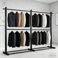Porte-vêtements métallique à double niveau, robuste, à deux étages, pour costumes, vêtements pour hommes, boutique de vêtements