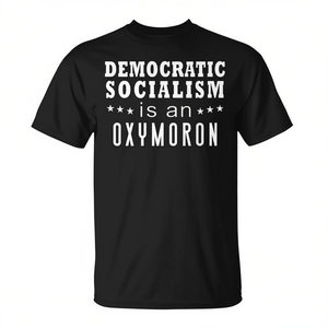Le socialisme démocratique est un oxymore - T-shirt politique noir taille adulte - Product Image 2